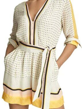 Reiss Naya Lemon print long sleeve playsuit, size 10, good condition